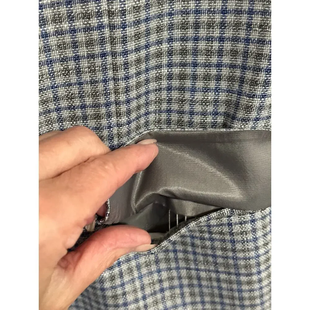 Ralph Lauren Black Label Blue Grey Plaid Sports Coat Blazer 46L